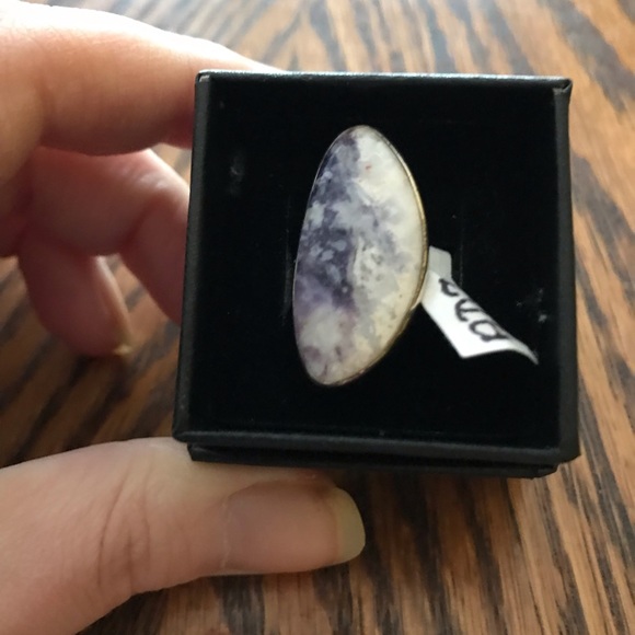 New Sterling Silver Adjustable Purple Wonky Morado Violet Flame Opal Ring Sz 7.5 - Picture 8 of 16